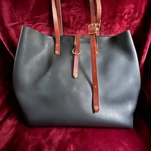 Not for sale.  Leather Tote Accented with Brown Handles